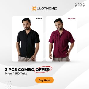 Half Sleeve Shirt 2 Pcs Combo | Black+Maroon